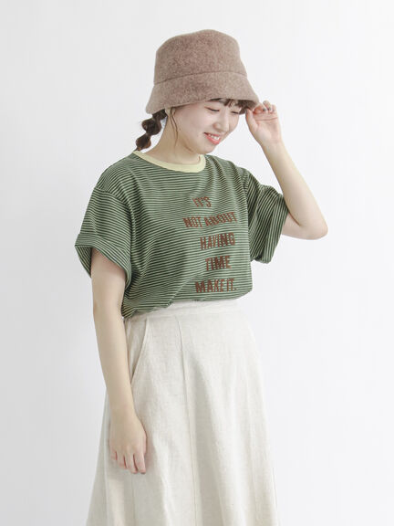 フロッキープリントボーダーTシャツ（グリーン）｜Samansa Mos2（サマンサ モスモス）通販
