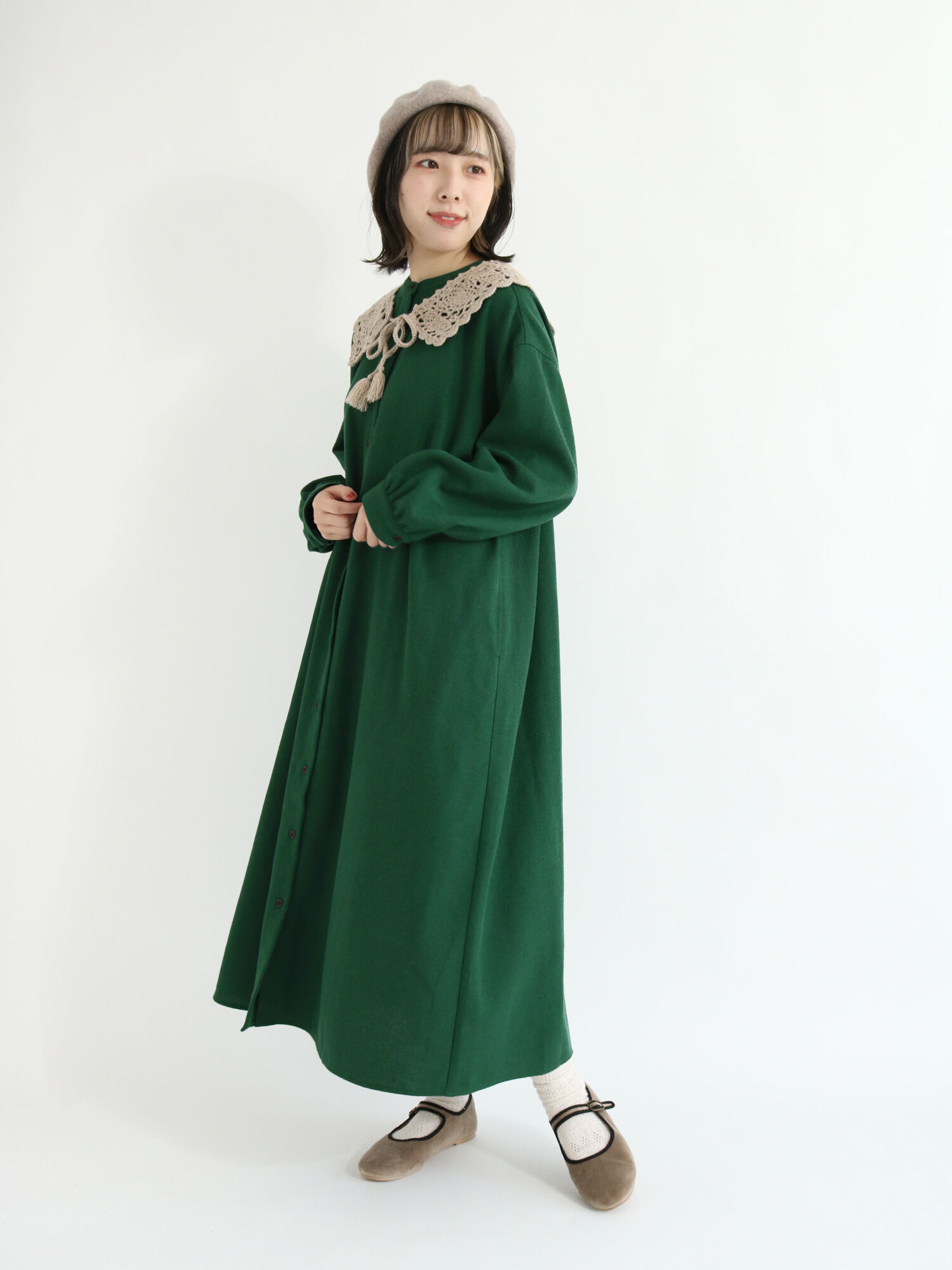 セール バンドカラーシャツワンピース ブラック ベージュ モカ グリーン ワンピース ワンピース Sm2 サマンサ モスモス 公式通販