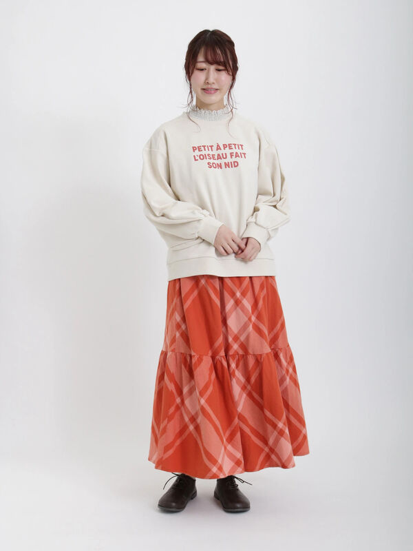 セール】 柄アソート裾ティアードスカート（ブラック/ピンク/モカ