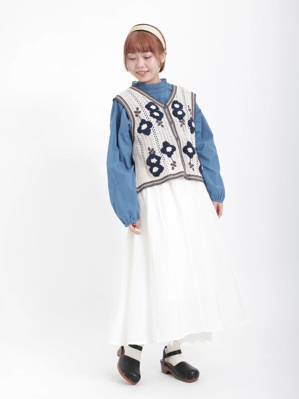 セール】 【ETHICAL CRAFTS】ヘンプ混ギャザースカート（オフホワイト