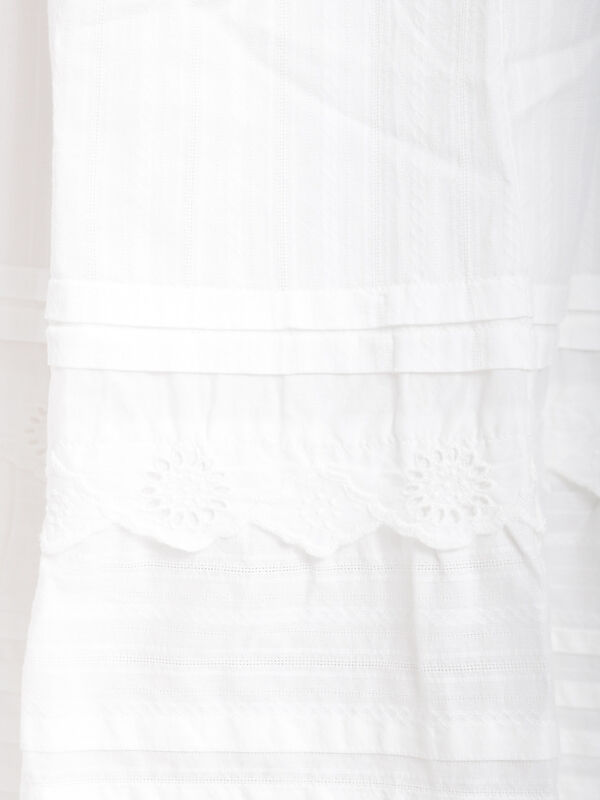 セール】 綿ドビー裾スカラップスカート（オフホワイト/ブラック 