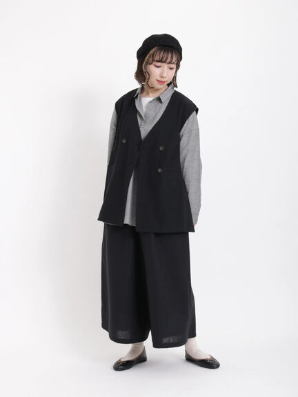 【リンネル5月号掲載アイテム】【UVカット】着回し力アップベスト（ブラック/ベージュ/キナリ）｜Samansa Mos2（サマンサ モスモス）通販