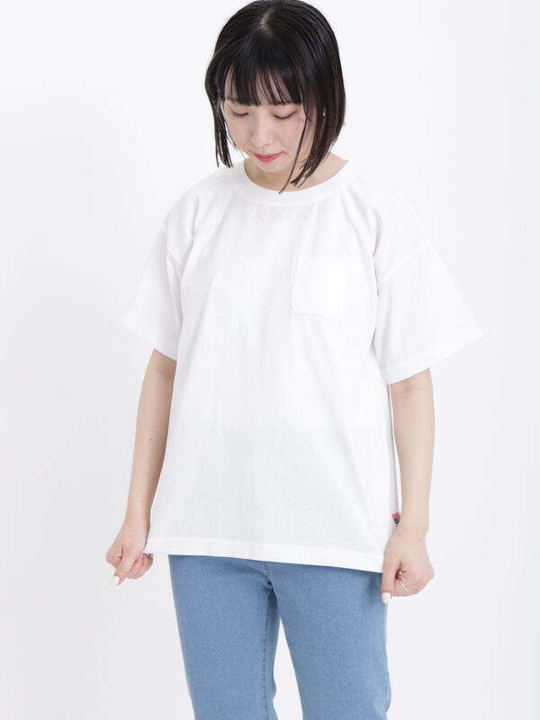 セール】 【USAコットン】胸ポケット付ベーシックTシャツ（オフ