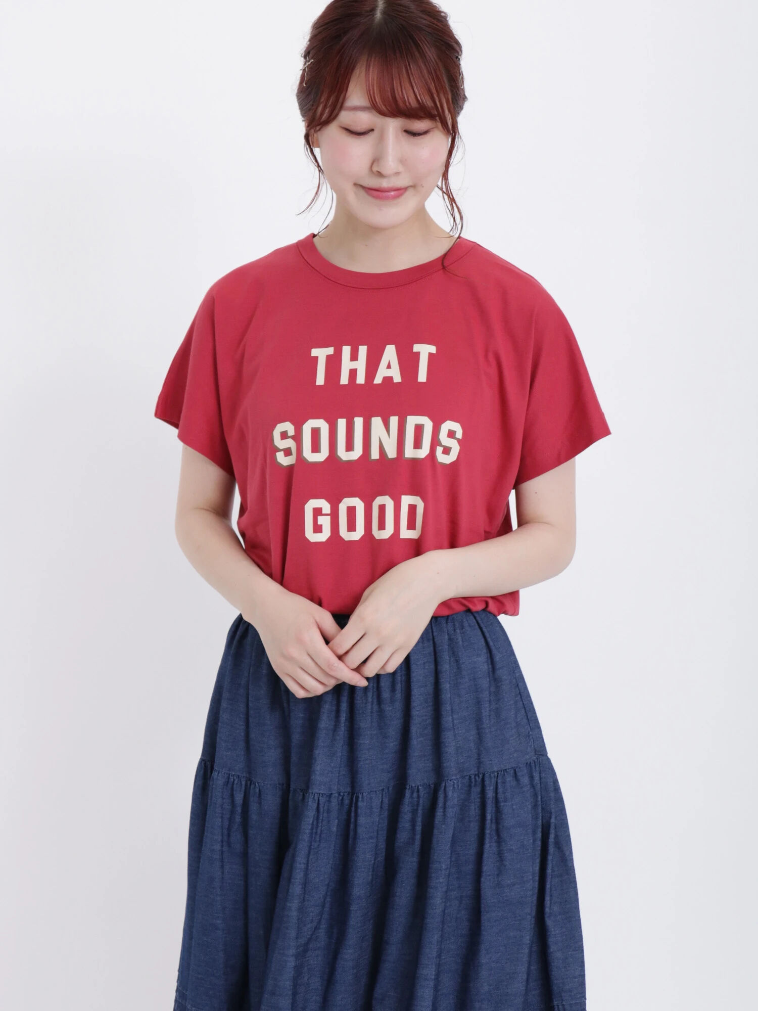 【セール】 【オーガニックコットン】ロゴプリントTシャツ（レッド