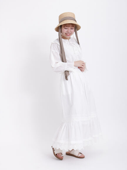 【Lace collection】取り外しレース付ドビーブラウス（オフホワイト/ブラック）｜Samansa Mos2（サマンサ モスモス）通販