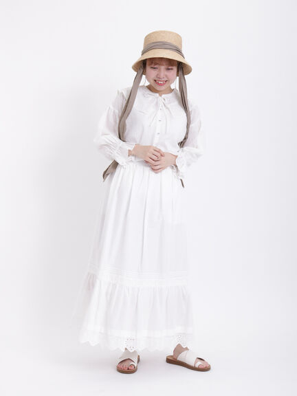 【Lace collection】取り外しレース付ドビーブラウス（オフホワイト/ブラック）｜Samansa Mos2（サマンサ モスモス）通販