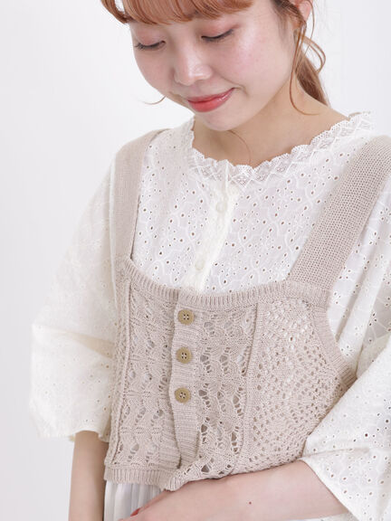 【Lace collection】オーバーレース切替ワンピース（オフホワイト/ブラック）｜Samansa Mos2（サマンサ モスモス）通販