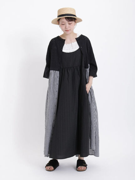 【Lace collection】オーバーレース切替ワンピース（オフホワイト/ブラック）｜Samansa Mos2（サマンサ モスモス）通販