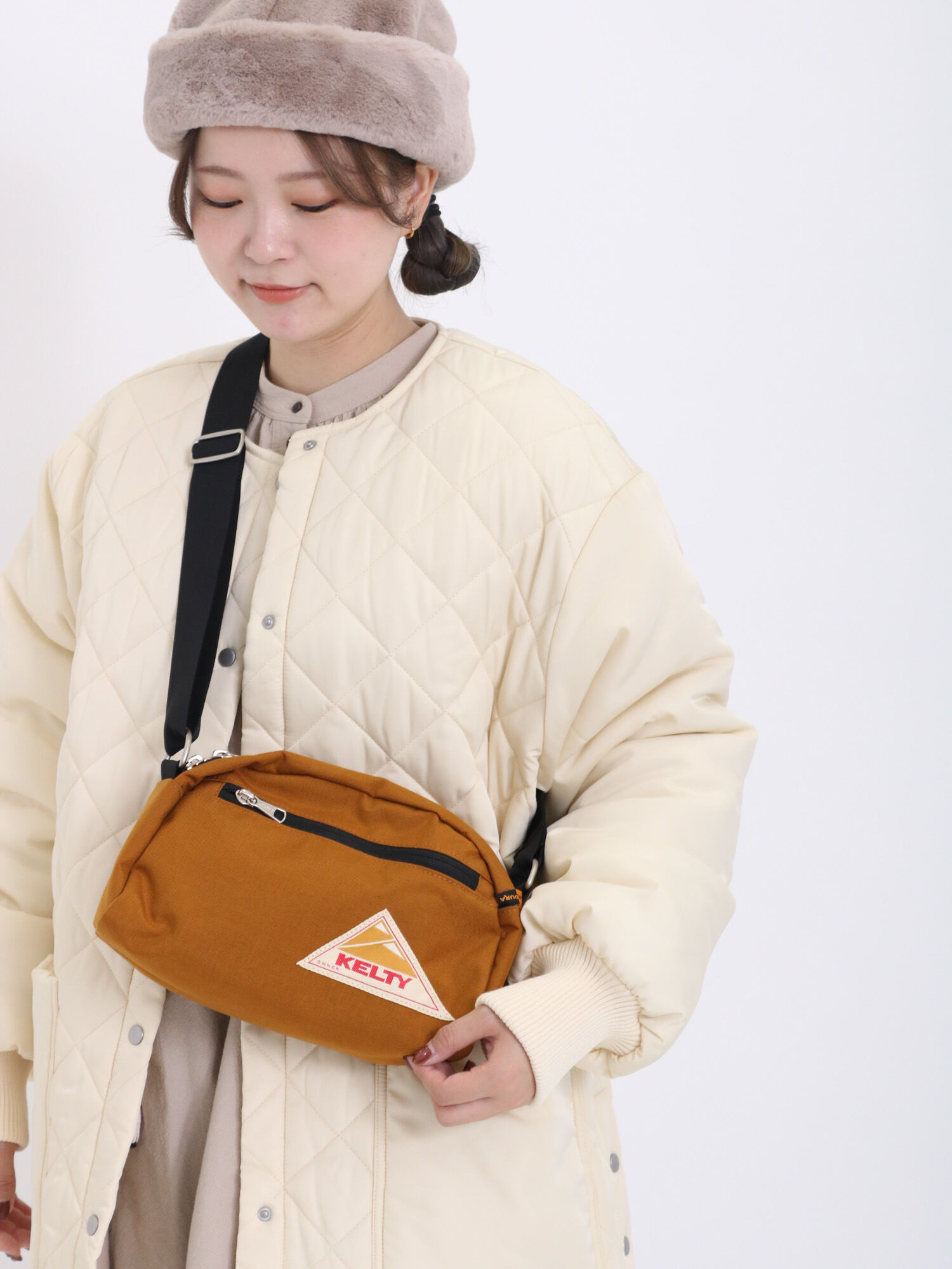 セール】 【KELTY】ROUND TOP BAG S（ブラック/キャメル/バッグ/バッグ