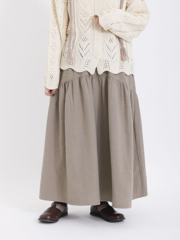 チェック織りスカート（モカ/ブルー/キナリ/ボトムス/スカート）| SM2