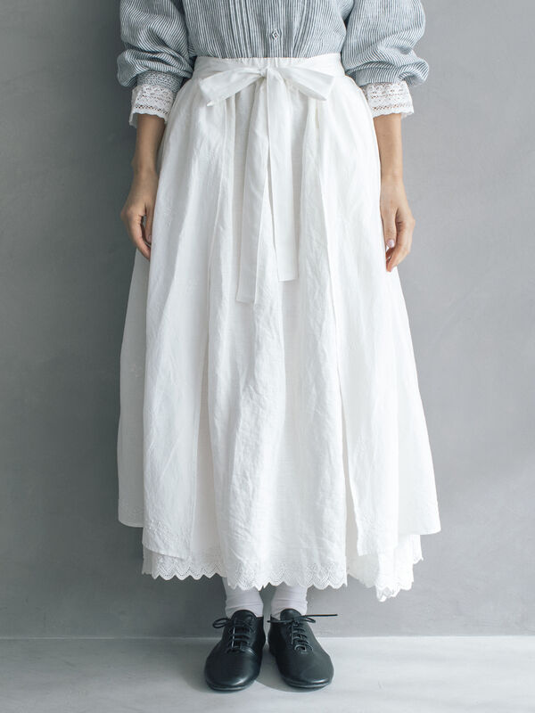 kazumi×Samansa Mos2】エプロン&リネンスカート（オフホワイト 