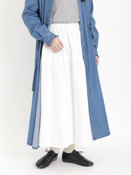 綿麻切替ギャザースカート（オフホワイト）｜Samansa Mos2（サマンサ モスモス）通販
