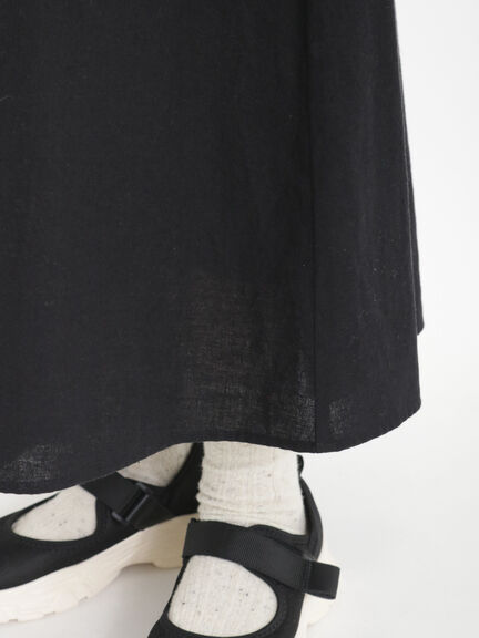 綿麻切替ギャザースカート（オフホワイト/チャコールグレー/ブラック/ベージュ）｜Samansa Mos2（サマンサ モスモス）通販