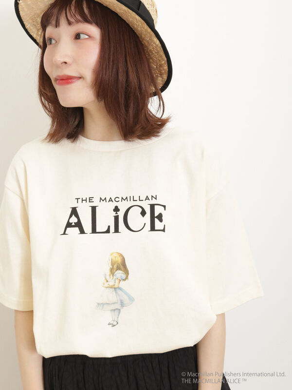 Alice×SamansaMos2】アリスプリントTシャツ（オフホワイト/ベージュ
