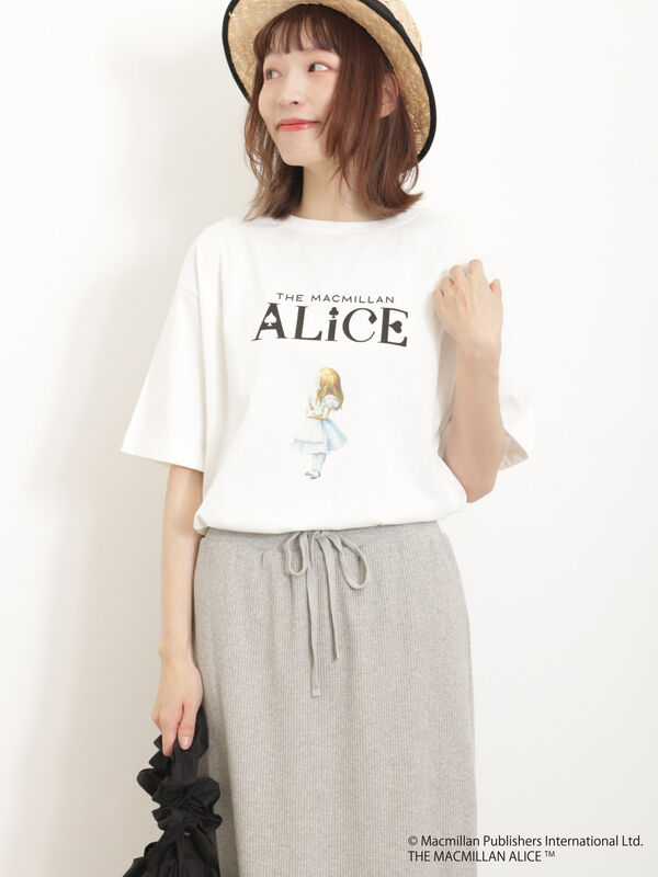 Alice×SamansaMos2】アリスプリントTシャツ（オフホワイト