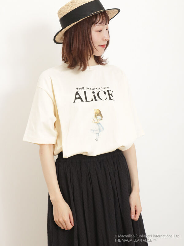 Alice×SamansaMos2】アリスプリントTシャツ（オフホワイト/ベージュ