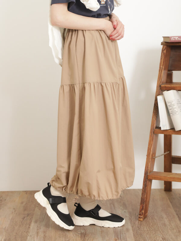 裾ドロストバルーンスカート（ブラック/ベージュ/カーキ/ボトムス 