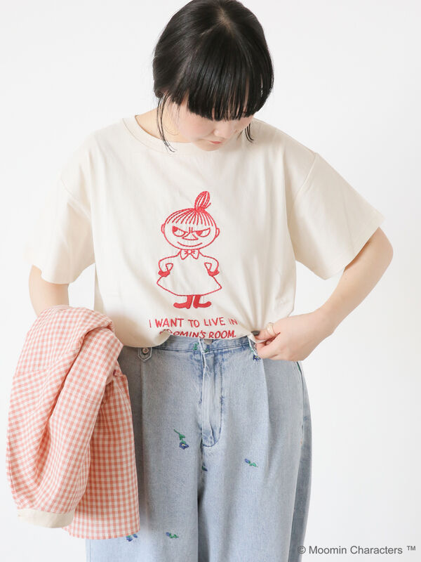 Moomin×Samansa Mos2】ハンドステッチ風Tシャツ（ベージュ