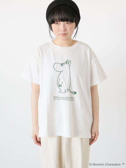 【限定カラー】【Moomin×Samansa Mos2】ハンドステッチ風Tシャツ（オフホワイト）｜Samansa Mos2（サマンサ モスモス）通販