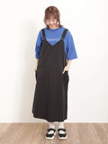 綿ナイロンVネックジャンパースカート（ブラック）｜Samansa Mos2（サマンサ モスモス）通販