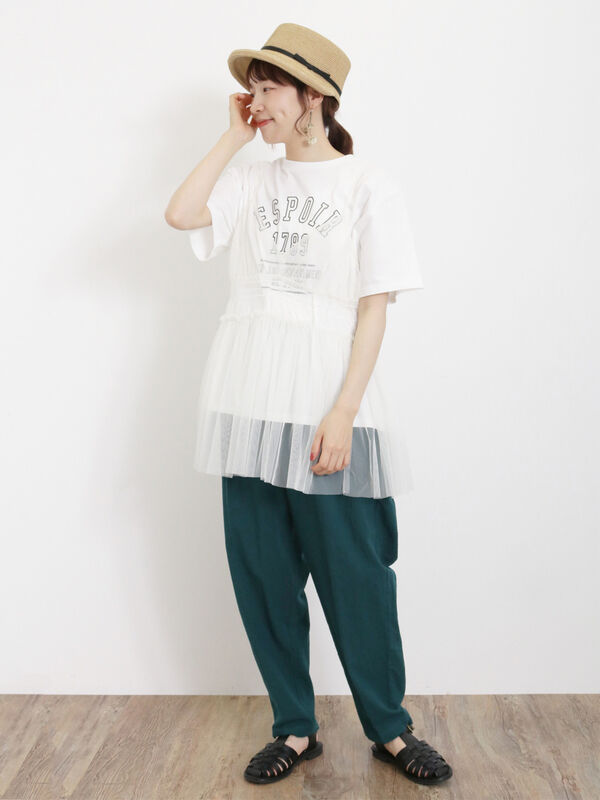 セール】 チュールキャミソール+ロゴTシャツセット（オフ  