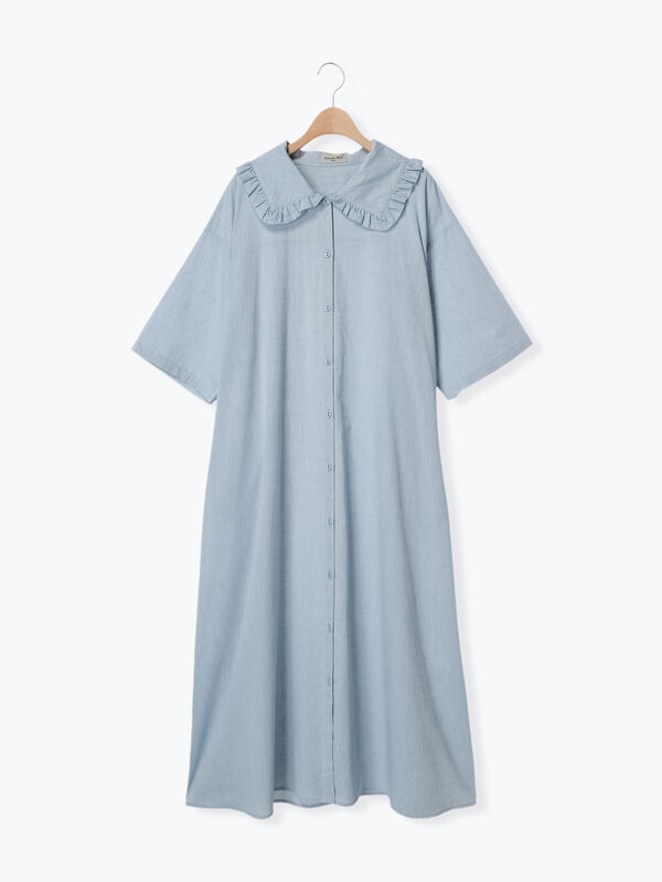 セール】 ◎ビッグ襟ワンピース（チャコールグレー/ベージュ/サックス 