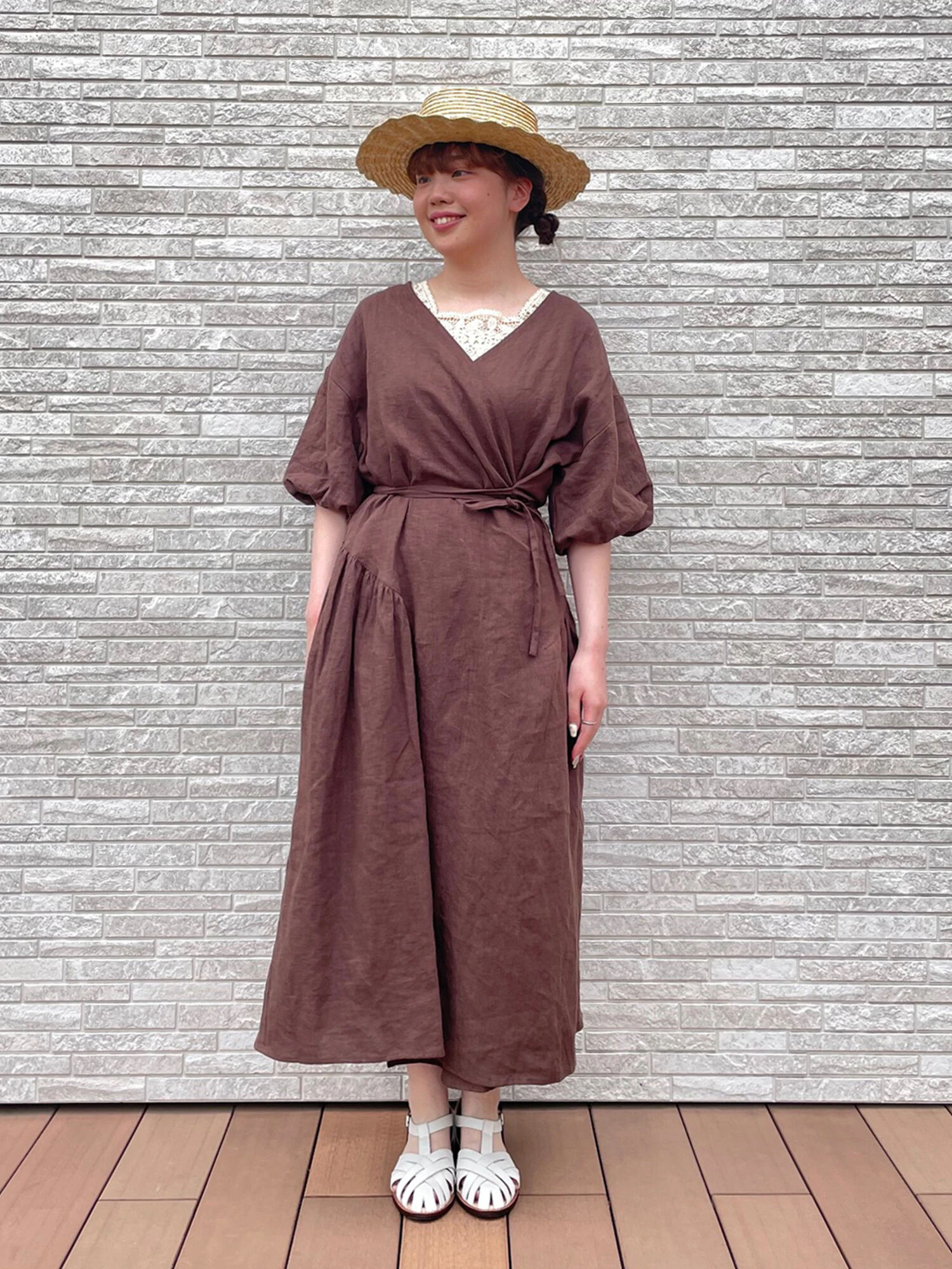 サマンサモスモス 立川限定　レースモチーフ付リネンコクーンパンツ　ブラック サマンサモスモス 立川限定 レースモチーフ付リネンコクーン
