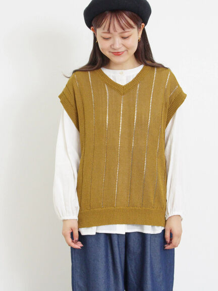 テープヤーン前後2WAYベスト（キナリ）｜Samansa Mos2（サマンサ モスモス）通販