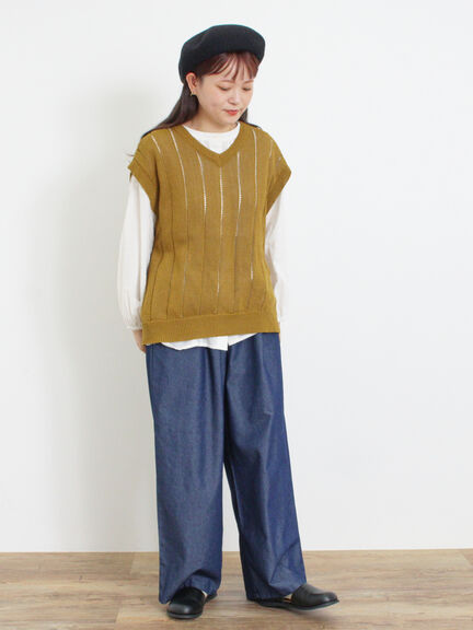 テープヤーン前後2WAYベスト（キナリ）｜Samansa Mos2（サマンサ モスモス）通販