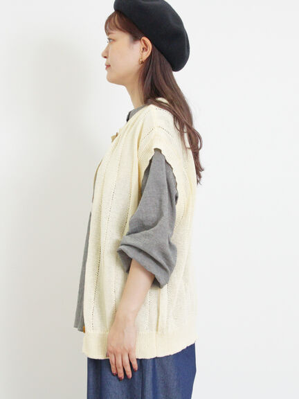 テープヤーン前後2WAYベスト（キナリ）｜Samansa Mos2（サマンサ モスモス）通販