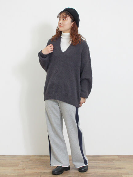 【マシンウォッシャブル】ニットリブタートルネック（オフホワイト/ブラック）｜Samansa Mos2（サマンサ モスモス）通販