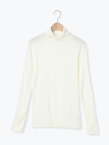 【マシンウォッシャブル】ニットリブタートルネック（オフホワイト/ブラック）｜Samansa Mos2（サマンサ モスモス）通販