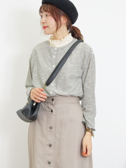 ワンポイント刺繍シアーボーダーカーディガン（レッド/グリーン/ネイビー）｜Samansa Mos2（サマンサ モスモス）通販