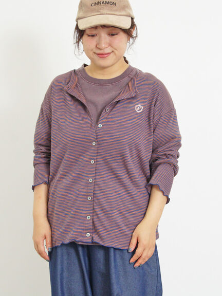 ワンポイント刺繍シアーボーダーカーディガン（レッド/グリーン/ネイビー）｜Samansa Mos2（サマンサ モスモス）通販