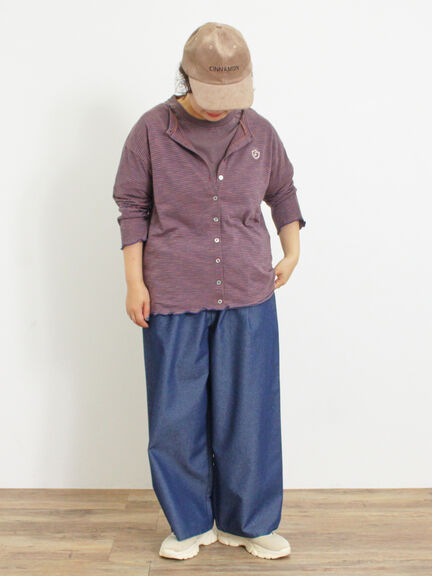 ワンポイント刺繍シアーボーダーカーディガン（レッド/グリーン/ネイビー）｜Samansa Mos2（サマンサ モスモス）通販