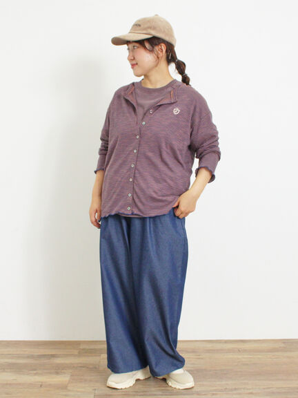 ワンポイント刺繍シアーボーダーカーディガン（レッド/グリーン/ネイビー）｜Samansa Mos2（サマンサ モスモス）通販