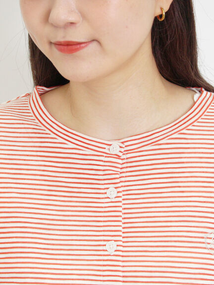 ワンポイント刺繍シアーボーダーカーディガン（レッド/グリーン/ネイビー）｜Samansa Mos2（サマンサ モスモス）通販