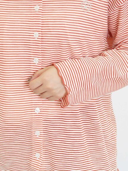 ワンポイント刺繍シアーボーダーカーディガン（レッド/グリーン/ネイビー）｜Samansa Mos2（サマンサ モスモス）通販