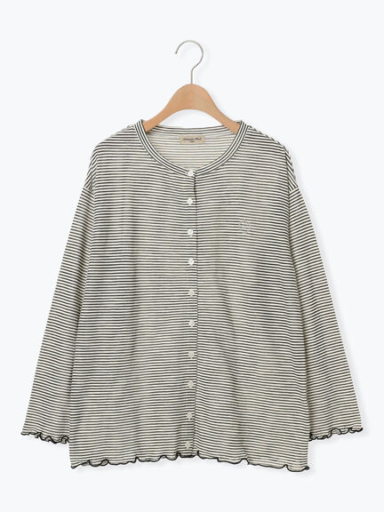 ワンポイント刺繍シアーボーダーカーディガン（レッド/グリーン/ネイビー）｜Samansa Mos2（サマンサ モスモス）通販