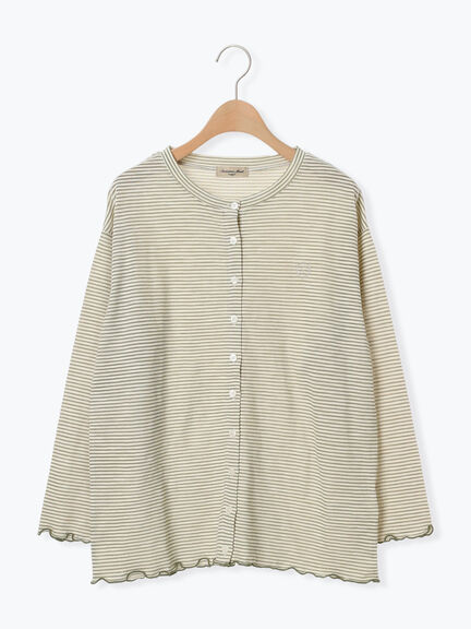 ワンポイント刺繍シアーボーダーカーディガン（レッド/グリーン/ネイビー）｜Samansa Mos2（サマンサ モスモス）通販