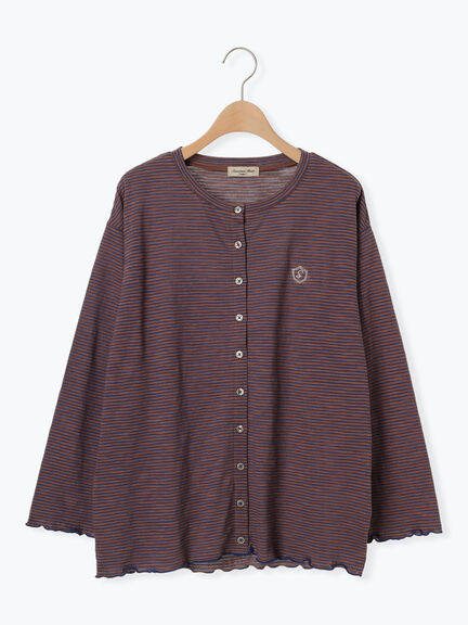 ワンポイント刺繍シアーボーダーカーディガン（レッド/グリーン/ネイビー）｜Samansa Mos2（サマンサ モスモス）通販