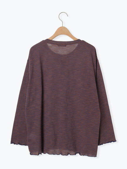 ワンポイント刺繍シアーボーダーカーディガン（レッド/グリーン/ネイビー）｜Samansa Mos2（サマンサ モスモス）通販