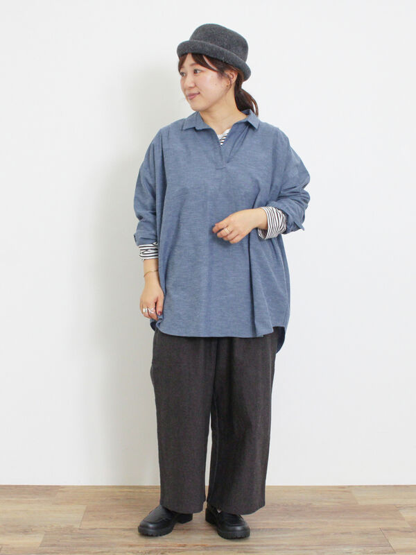 セール】 【Lサイズ WEB限定】綿麻タックパンツ