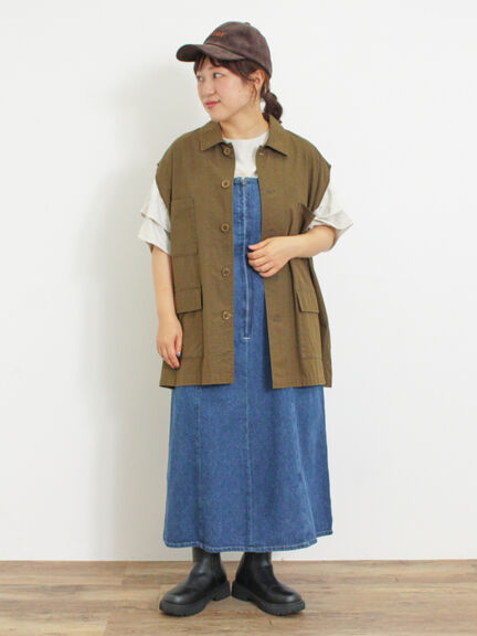 【Sサイズ WEB限定】デニムジップジャンスカ（ベージュ/ブルー/ネイビー）｜Samansa Mos2（サマンサ モスモス）通販