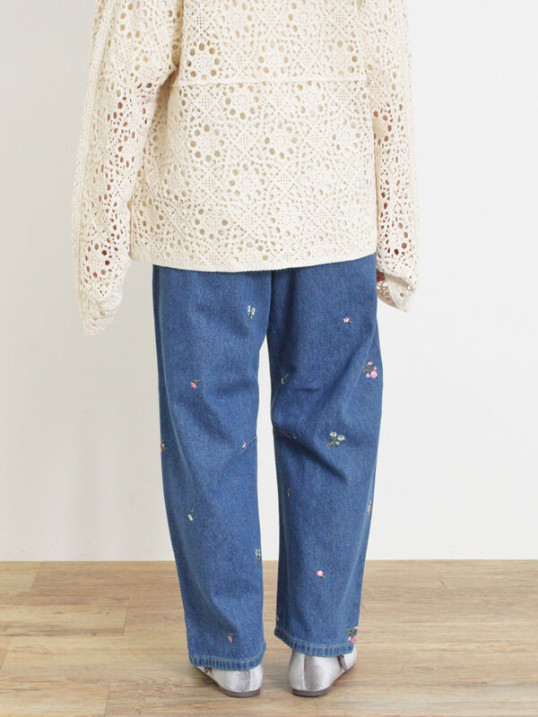 セール】 【S/M/L/XLサイズ】カーブシルエットデニムパンツ（ベージュ