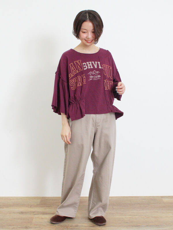 セール】 【S/M/L/XLサイズ】カーブシルエットデニムパンツ（ベージュ