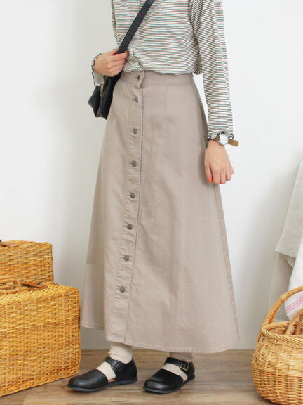【Sサイズ WEB限定】フロント釦フレアデニムスカート（ベージュ）｜Samansa Mos2（サマンサ モスモス）通販