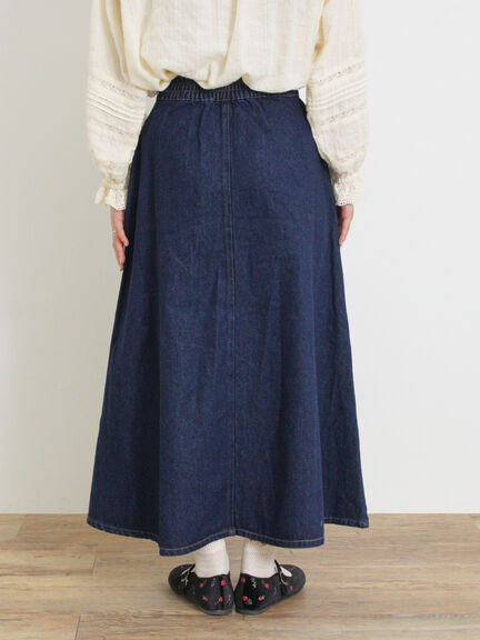 【Sサイズ WEB限定】フロント釦フレアデニムスカート（ベージュ）｜Samansa Mos2（サマンサ モスモス）通販