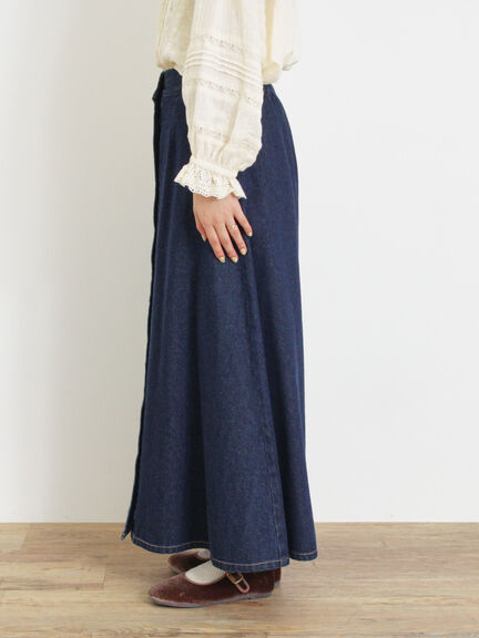 【Sサイズ WEB限定】フロント釦フレアデニムスカート（ベージュ）｜Samansa Mos2（サマンサ モスモス）通販