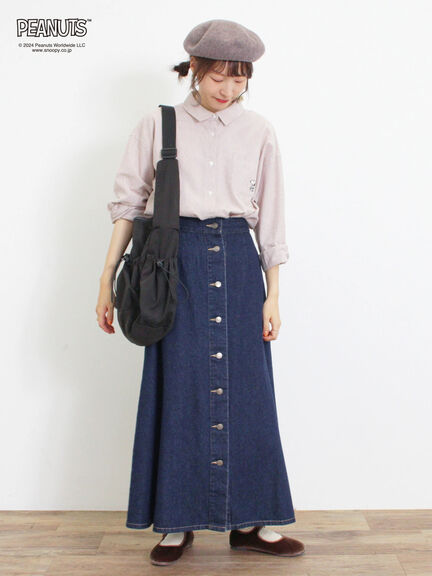 【Sサイズ WEB限定】フロント釦フレアデニムスカート（ベージュ）｜Samansa Mos2（サマンサ モスモス）通販